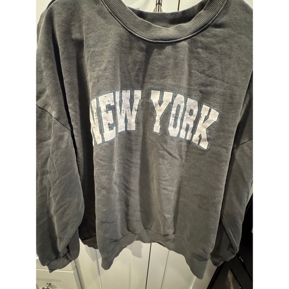 Z Supply Tops - Z Supply New York Graphic Sweatshirt Charcoal Grey Mineral Wash Oversized Large